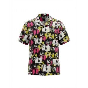 Walmart Halloween II Michael Myers Mens Large Button Down Shirt Neon Pink Yellow